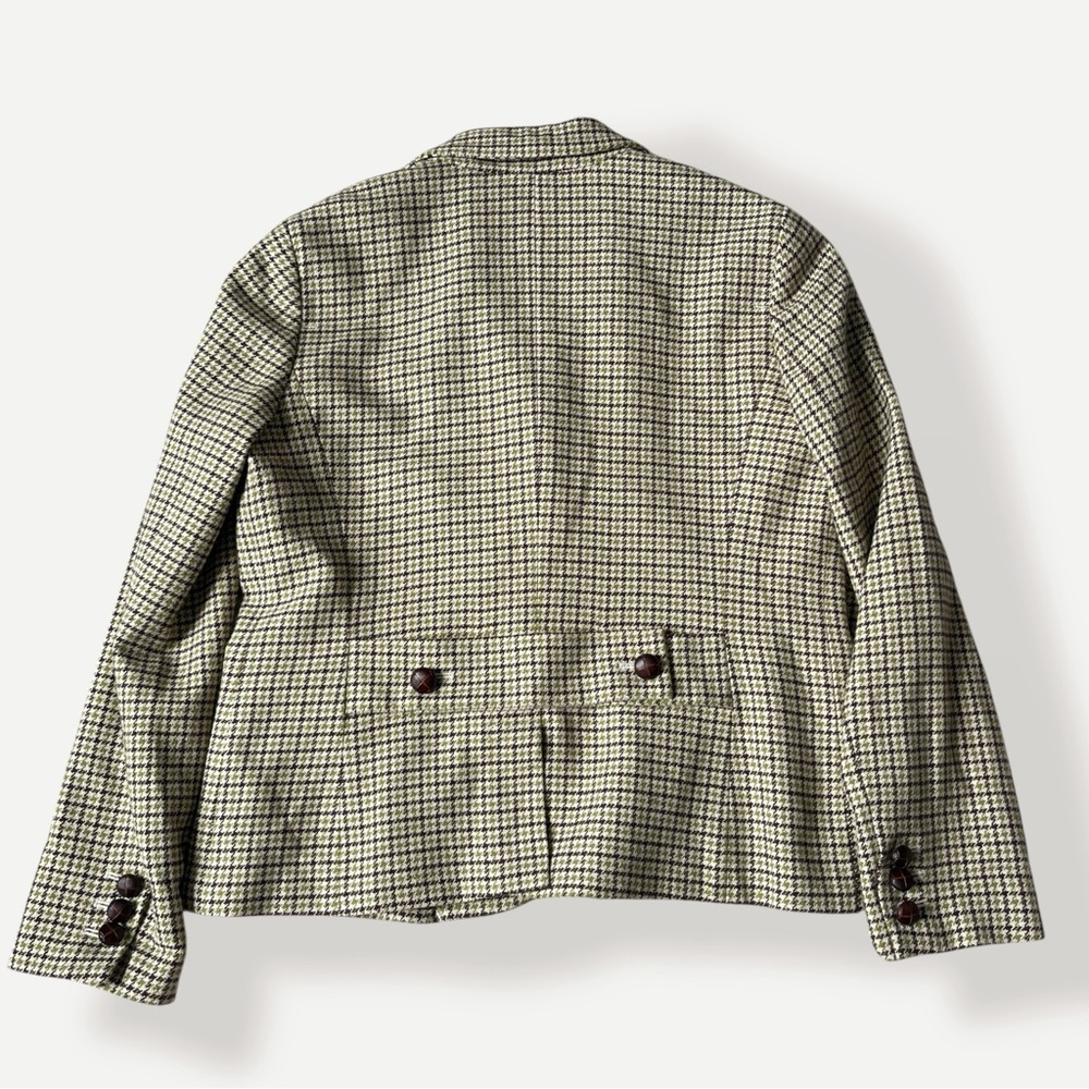 Talbots Classic Fit Houndstooth Blazer Jacket Size 12 Brown Green Wool Blend - Picture 7 of 11